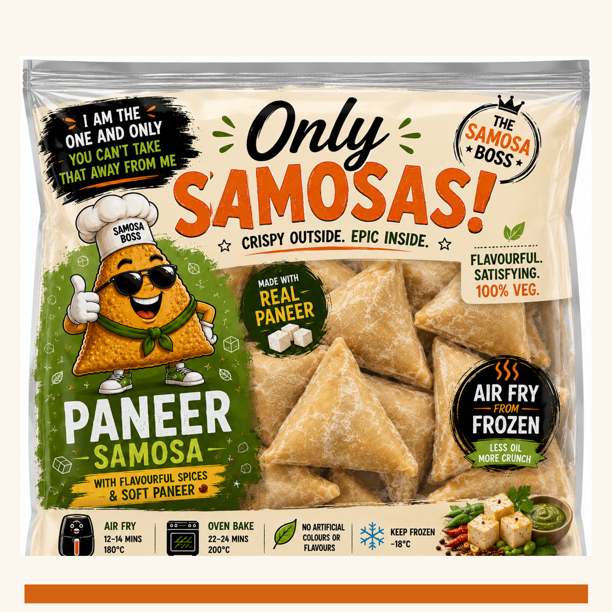 Only Samosas Paneer frozen samosa pouch